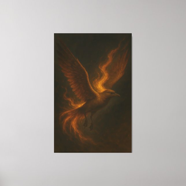 Golden Fire Phoenix • Luxury Fine Art Canvas Print (Frente)