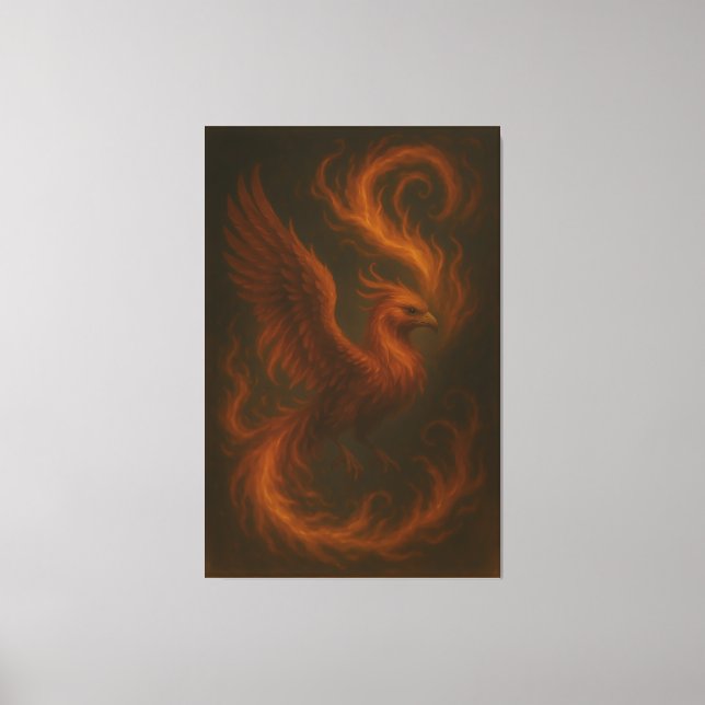 Golden Fire Phoenix • Luxury Fine Art Canvas Print (Frente)