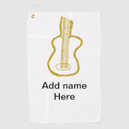 Golden glitter acoustic guitar add name doodle 