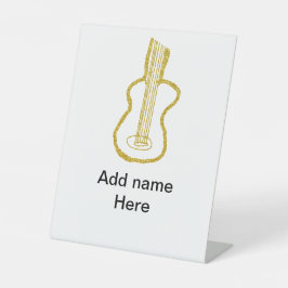 Golden glitter acoustic guitar add name doodle 