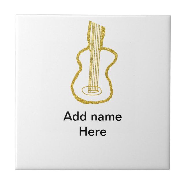 Golden glitter acoustic guitar add name doodle  (Frente)