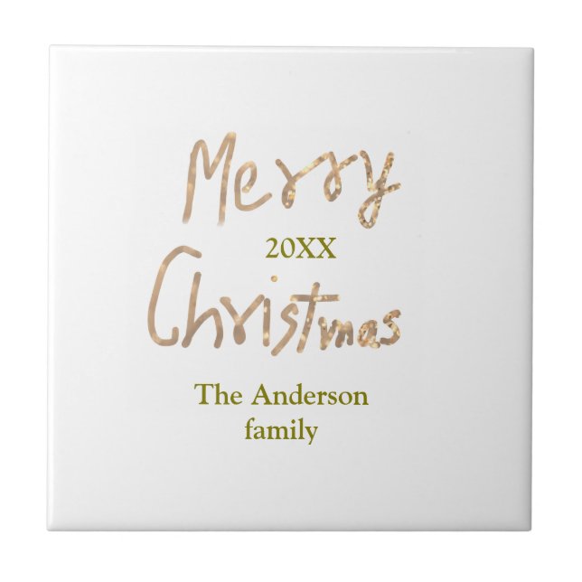 Golden glitter merry christmas add family name yea (Frente)