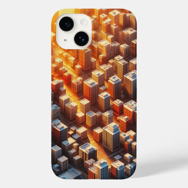 Golden Hour Cityscape Phone Case - Isometric 3D  (Verso)