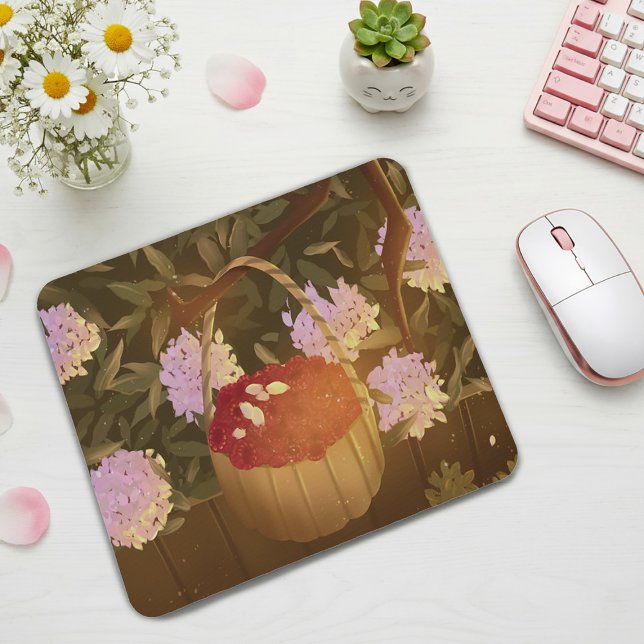 Golden Hour Raspberry Basket Mouse Pad (Criador carregado)