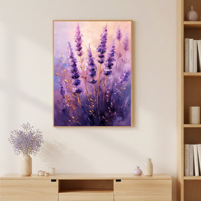 Golden Lavender Flowers Wall Art Print Poster (Criador carregado)