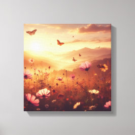 Golden Meadow Bliss with Wildflowers – Canvas Art