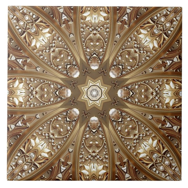 Golden Ornate Ceramic Tile (Frente)