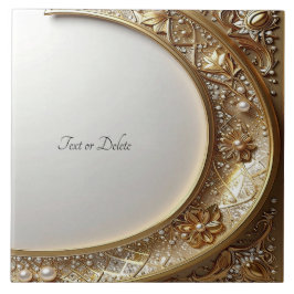 Golden Ornate Frame Ceramic Tile