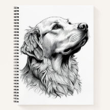 Golden Retriever Engraving Style Hardcover Journal