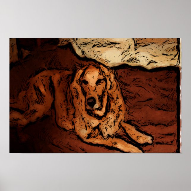 Golden Retriever Painting Poster (Frente)