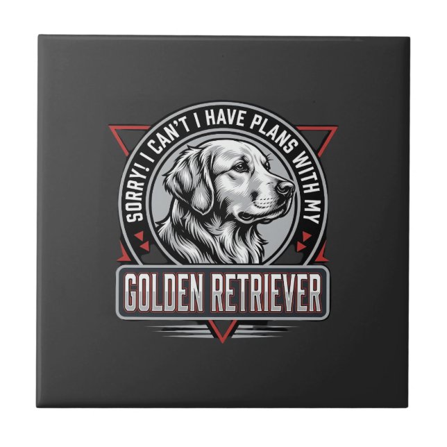Golden Retriever Planeja Design de Crachá de Cacho (Frente)