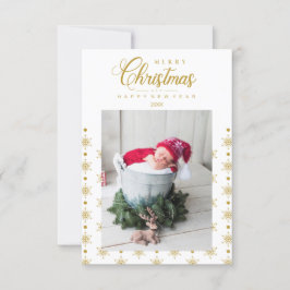 Golden Snowflakes Merry Christmas Photo Baby