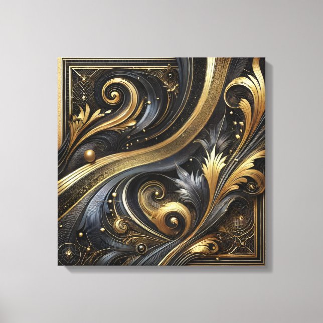 Golden Swirls and Curves Canvas Art (Frente)