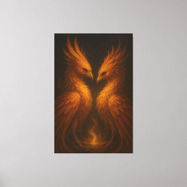 Golden Twin Phoenix • Luxury Fine Art Canvas (Frente)
