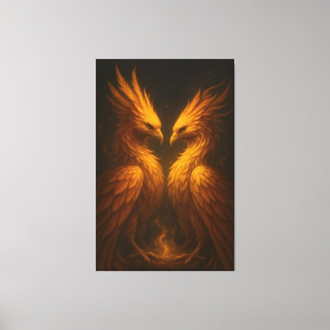 Golden Twin Phoenix • Luxury Fine Art Canvas (Frente)