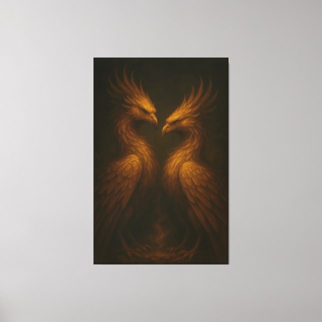 Golden Twin Phoenix • Luxury Fine Art Canvas (Frente)