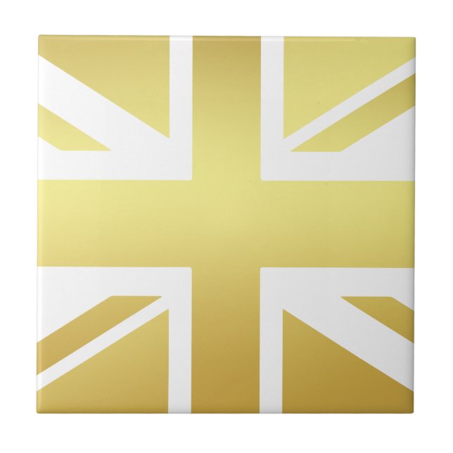 Golden Union Jack British Flag Ceramic Tile (Frente)