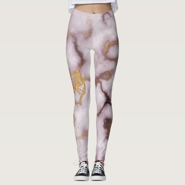 Golden Vein Marble  Blush Aura  Leggings  (Frente)