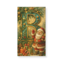  Goldenes Initial B mit Weihnachtsmann und Krone