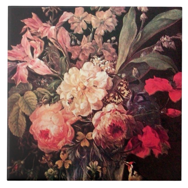 GOLDFINCH, ROSAS DE PINCO E FÊMEA DE BORBOLETA (Frente)