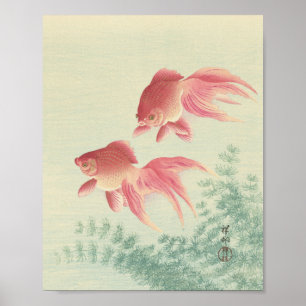 Goldfish Vintage Japonês Woodblock Impressão