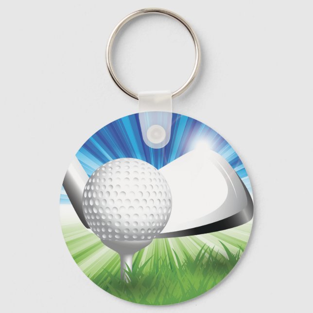 Golf Ball and Tee Chaveiro (Frente)