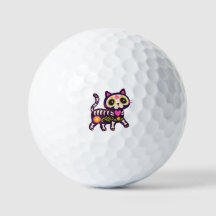 Golf ball, cats decorated with floral motifs