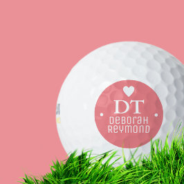 Golf Ball com seu nome: Feminine Pink Monograma