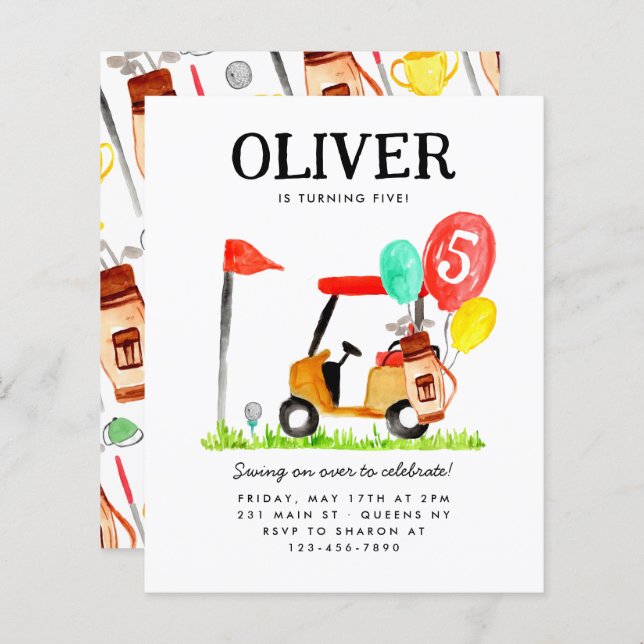 Golf Carrinho de Golfe Balão Crianças Golfer Anive (Frente/Verso)