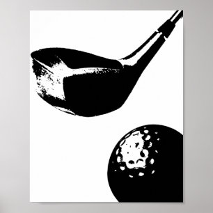 Golf Club Ball Poster Modern Sports Impressão