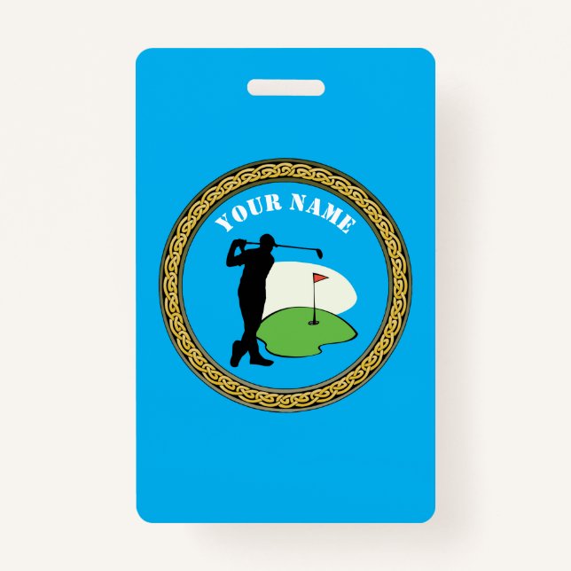 Golf crachá - Adicionar Nome - Golfer (Frente)