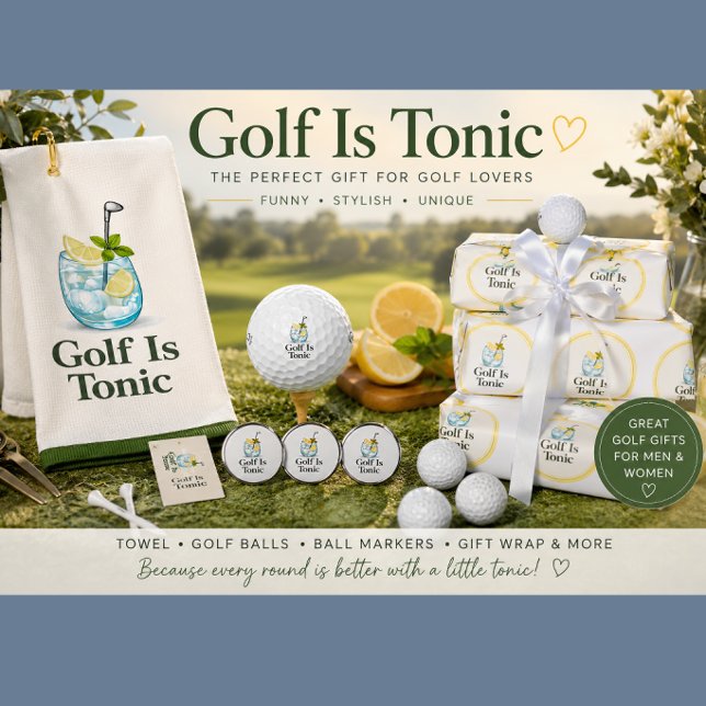 Golf É Tônico | Papel de Presente de Golfe (Golf gifts with personality — stylish golf towels, balls, wrap & accessories for golf lovers.)