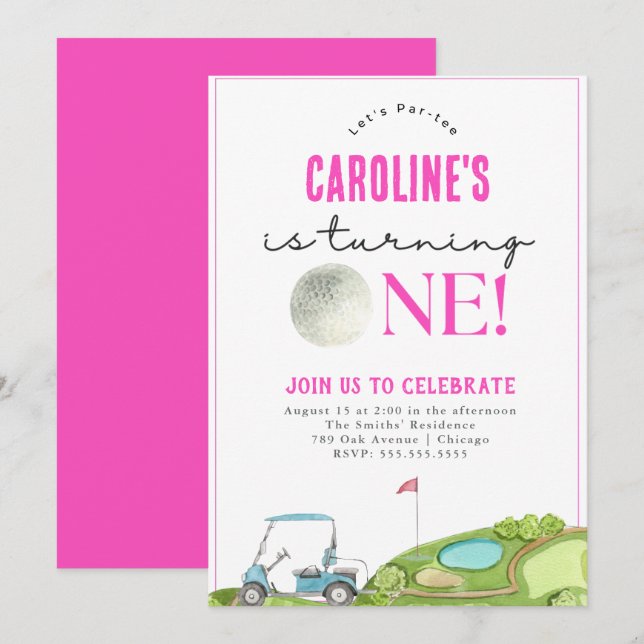 Golf Girls Primeiro Convite De Aniversário (Frente/Verso)