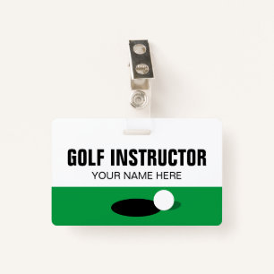 Golf Instrutor name crachá com clipe ou jardim