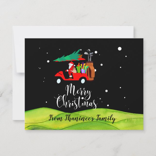 Golf Natal Papai Noel montando golfe no carrinho d (Frente)