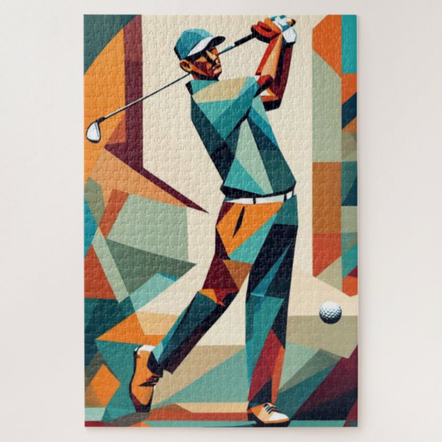 Golf Player Cubist Quebra-cabeça (Vertical)