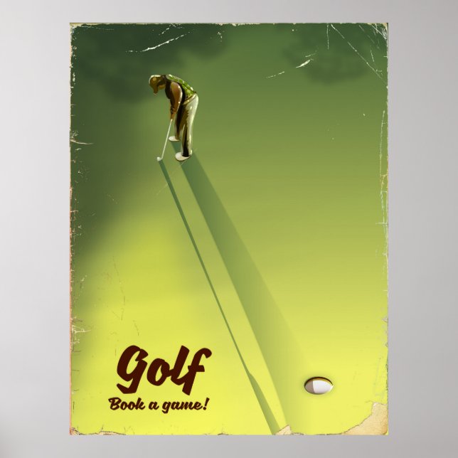 Golf "Reserve uma partida" Poster vintage (Frente)