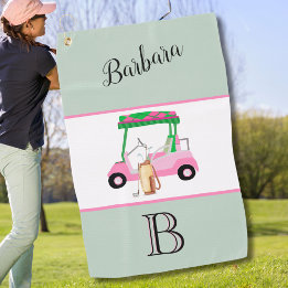 Golf Rosa Rosa Muito Divertido Monograma Carrinho