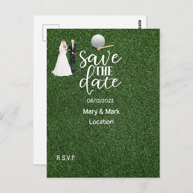 Golf Salve a Data Convite de Casamento Golfer (Frente/Verso)