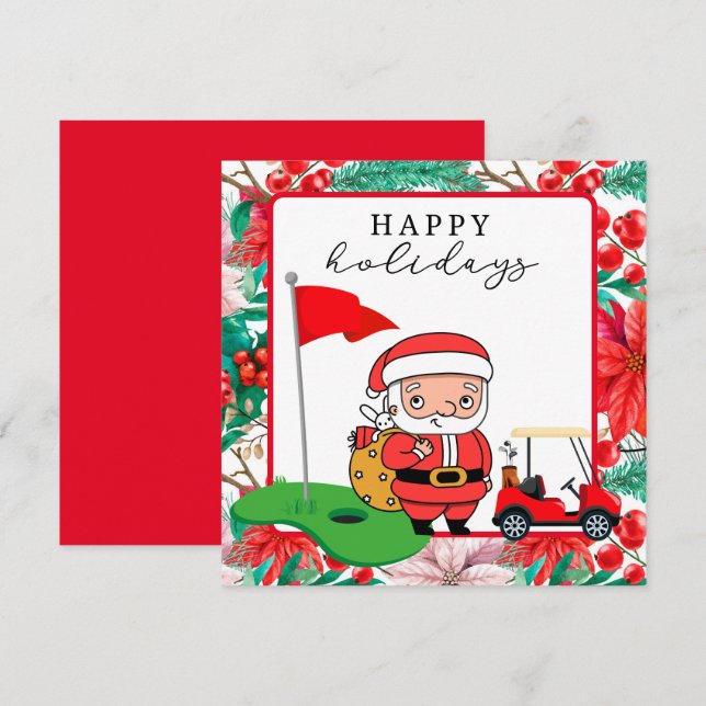 Golf Santa Claus com Feriados Felizes de Bandeira  (Frente/Verso)