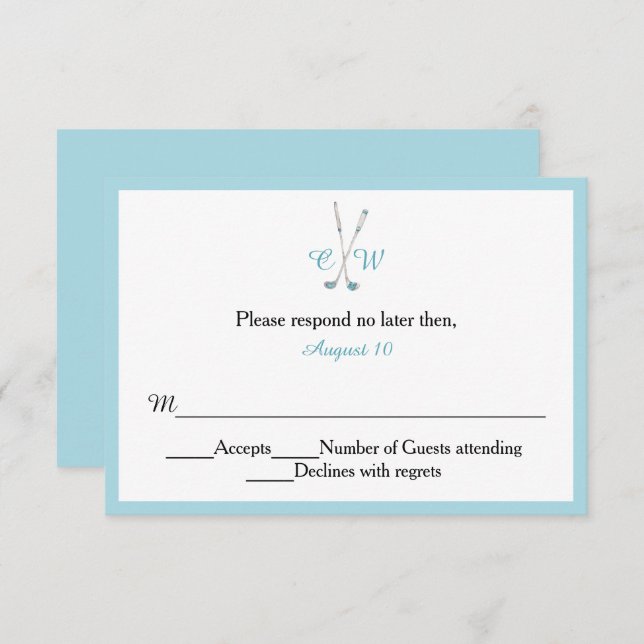 Golf Themed Monogrammed Wedding RSVP (Frente/Verso)