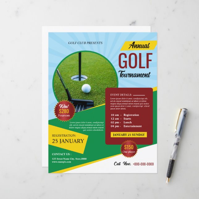Golf Tournament Flyer Template (Frente/Verso In Situ)