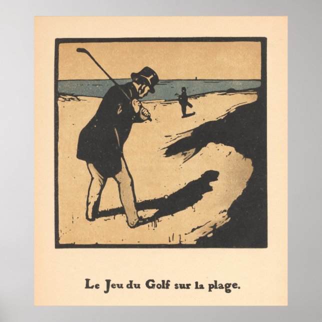 Golfe na praia - Impressão de Golfe Vintage (Frente)