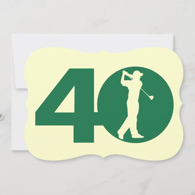 Golfer Green tan aniversário de 40 anos Convite (Frente)