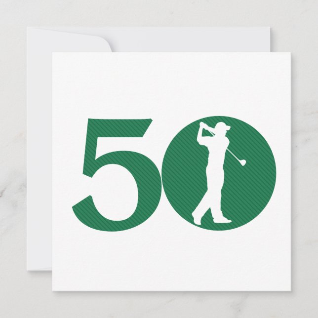 Golfer Green White 50º Convite de aniversário (Frente)