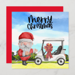 Golfer Santa Claus jogando golfe verde no Natal