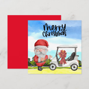 Golfer Santa Claus jogando golfe verde no Natal