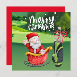 Golfer Santa Claus jogando golfe verde no Natal
