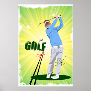 Golfer Swing Golf Club Poster