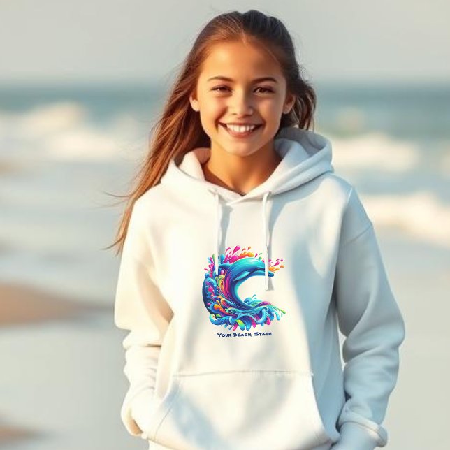 Golfinho Colorido - (Dolphin-Colorful Dolphin-Beach Hoodie-Summer Hoodie-Kids)